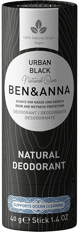 Дезодорант на основе соды "Городской черный" (картон) - Ben & Anna Natural Care Urban Black Deodorant Paper Tube — фото N1