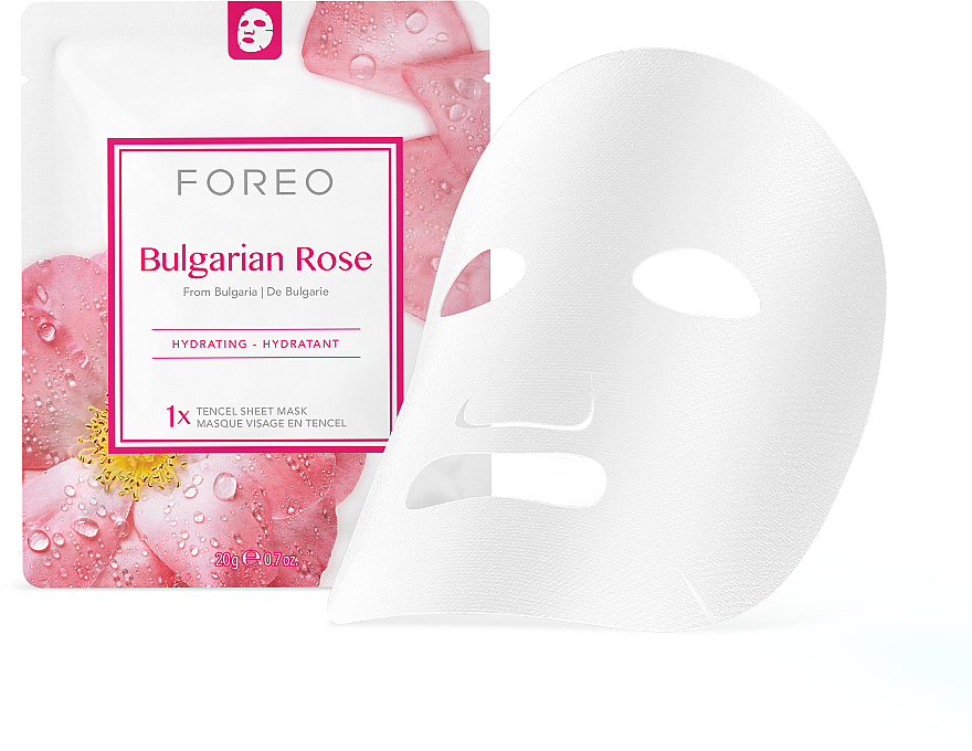 Тканинна смарт-маска з трояндовою водою для сухої шкіри - Foreo Bulgarian Rose Sheet Mask — фото N1