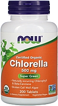 Натуральна добавка Хлорела, 500 мг, 200 капсул - Now Foods Certified Organic Chlorella — фото N1