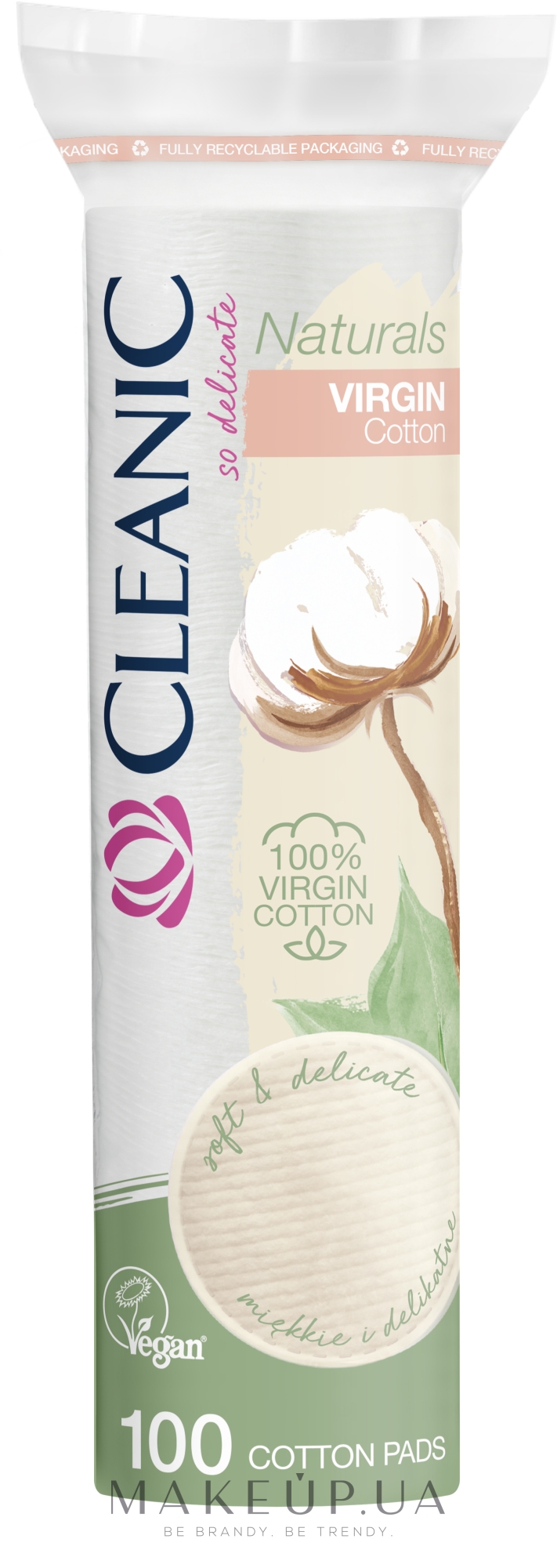 Ватні диски, 100 шт. - Cleanic Naturals Virgin Cotton Pads — фото 100шт
