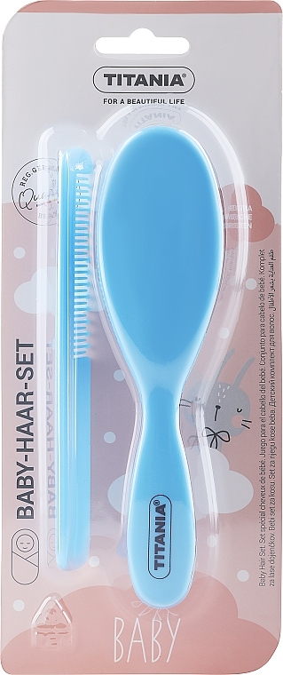 Набір дитячих гребінців, колір блакитний - Titania (hairbrush/comb) — фото N1