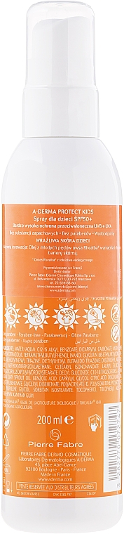 Дитячий сонцезахисний спрей для тіла - A-Derma Protect Kids Children Spray Very High Protection SPF 50+ — фото N2