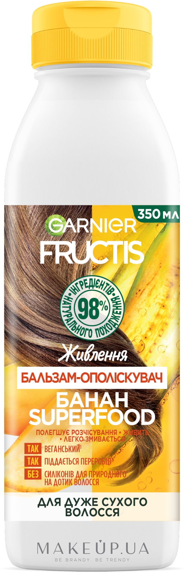 Бальзам-ополіскувач "Банан", живлення для сухого і дуже сухого волосся - Garnier Fructis Superfood — фото 350ml