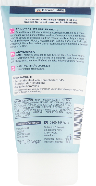 Гель для умывания против прыщей с салициловой кислотой и цинком - Balea Hautrein Anti-Pickel Waschgel — фото N3