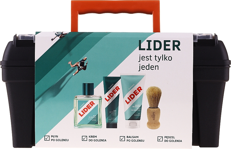 Набор - Lider Classic Tool Box Set (ash/lot/100ml + sh/cr/65g + ash/balm/100ml + sh/brush + case) — фото N1