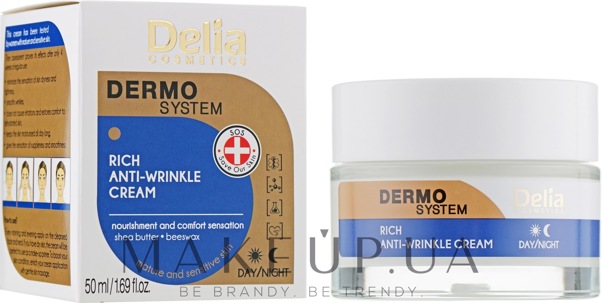 Крем для лица, антивозрастной, питательный - Delia Dermo System Rich Anti-Wrinkle Cream — фото 50ml