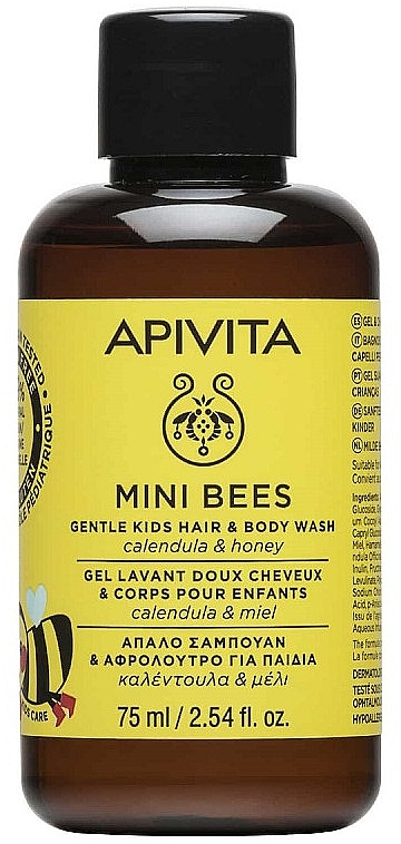 Средство для мытья тела и волос с календулой и медом - Apivita Mini Bees Gentle Kids Hair & Body Wash — фото N1