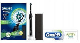 Парфумерія, косметика Набір - Oral-B Pro 750 Cross Action Black Set (t/paste/75ml + t/brush/1pcs)