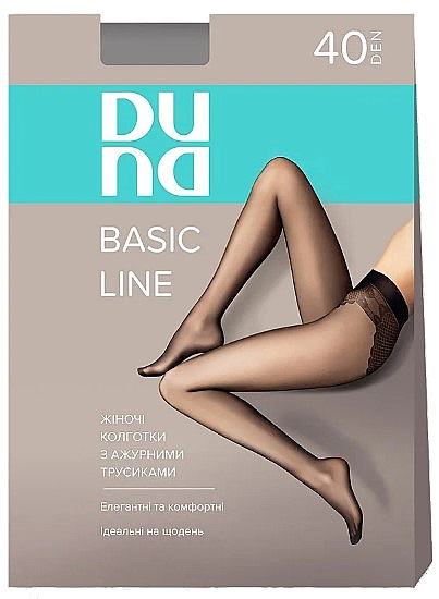 Колготки женские с ажурными трусиками "Basic Line", 40 Den, бежевый - Duna — фото N1