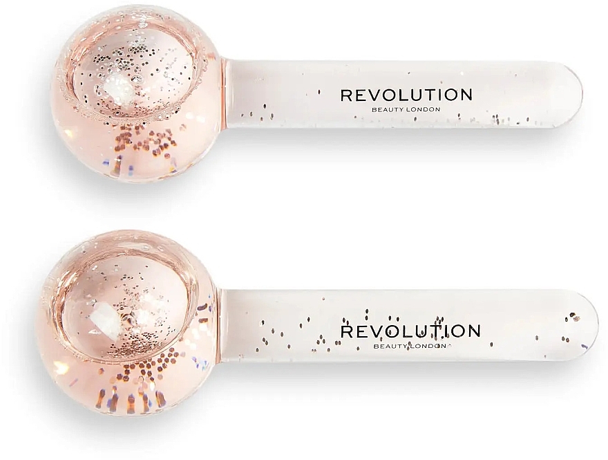 Массажер для лица - Revolution Beauty Pink Glitter Ice Globes — фото N1