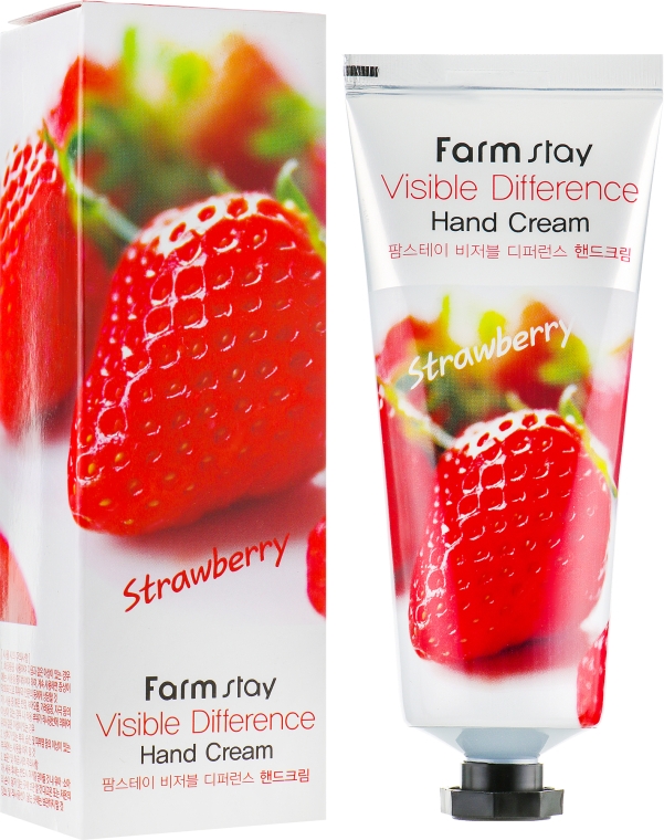Крем для рук, з екстрактом полуниці - FarmStay Visible Difference Hand Cream Strawberry — фото N2