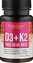 Парфумерія, косметика Вітаміни D3+K2 №90, 350 мг - Голден-фарм