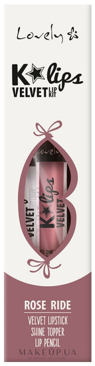 Набор - Lovely K'Lips Velvet (lipstick + lip/pencil + lip/top) — фото 1 - Rose Ride