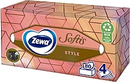 Серветки косметичні чотиришарові, малиново-помаранчеве паковання, 80 шт. - Zewa Softis Box — фото N1