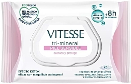 Салфетки для снятия макияжа, для чувствительной кожи, 25 шт. - Vitesse Make Up Remover Wipes Vitesse Tri-Mineral Sensitive Skin — фото N1