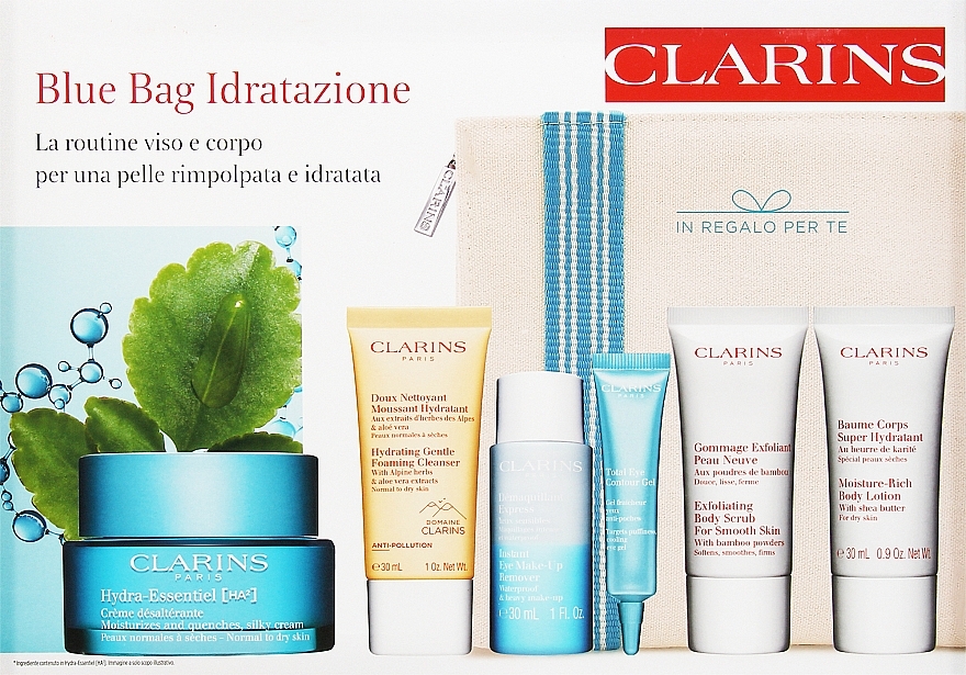 Набір, 7 продуктів - Clarins Blue Bag Hydration Set — фото N1