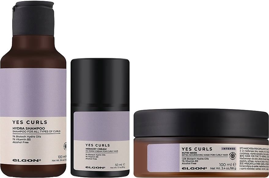 Набір для живлення волосся - Elgon Yes Curls Nutri Кit (shm/100ml + mask/100ml + cr/50ml)  — фото N2