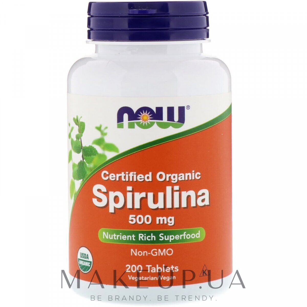 Природная добавка "Спирулина" 500 мг - Now Foods Certified Organic Spirulina Tablets — фото 200шт