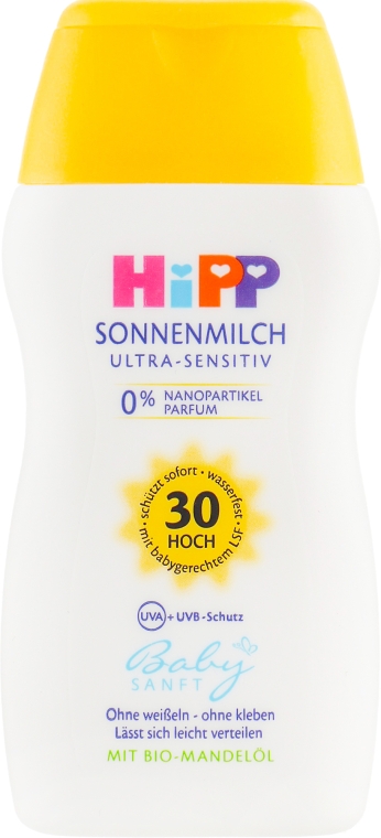 Детское солнцезащитное молочко для лица и тела - HiPP BabySanft SPF 30