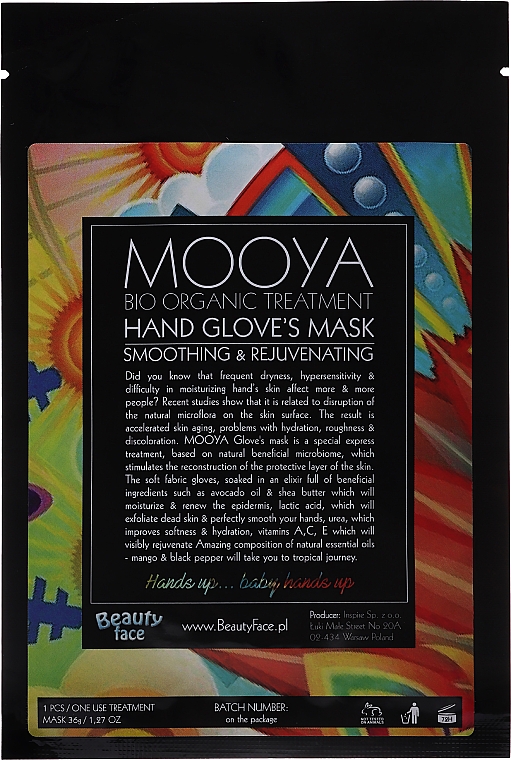 Тканевая маска + сыворотка для ухода за руками - Beauty Face Mooya Bio Organic Treatment Mask — фото N4