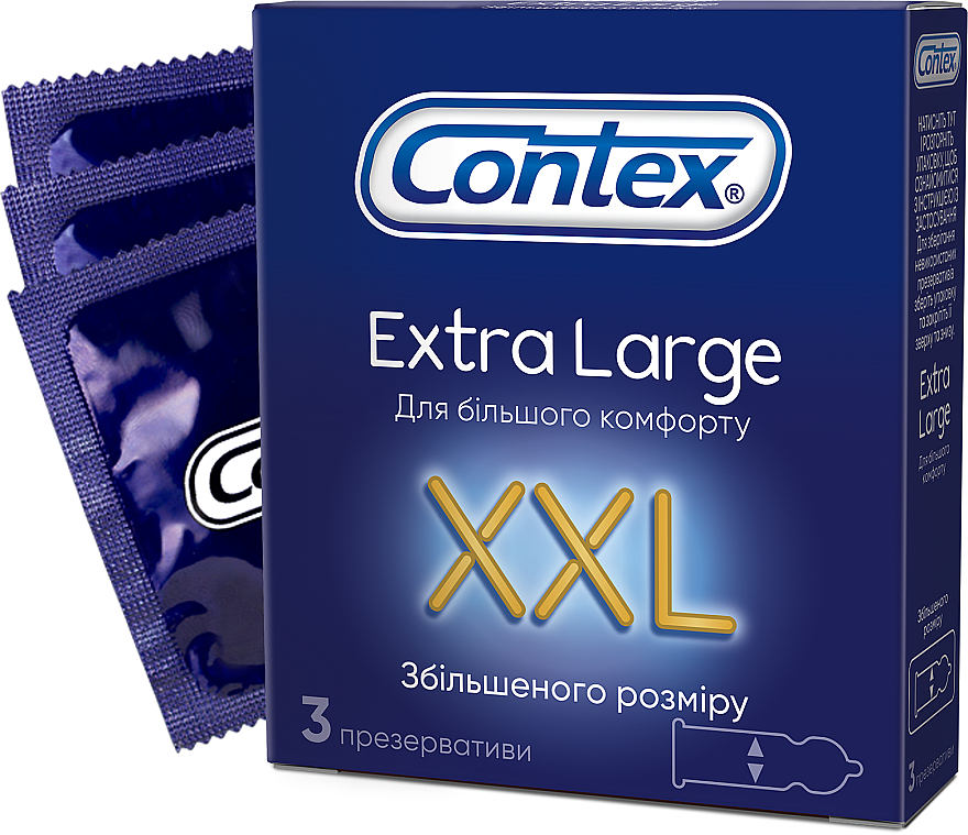 Презервативы латексные с силиконовой смазкой увеличенного размера, 3 шт - Contex Extra Large  — фото N1