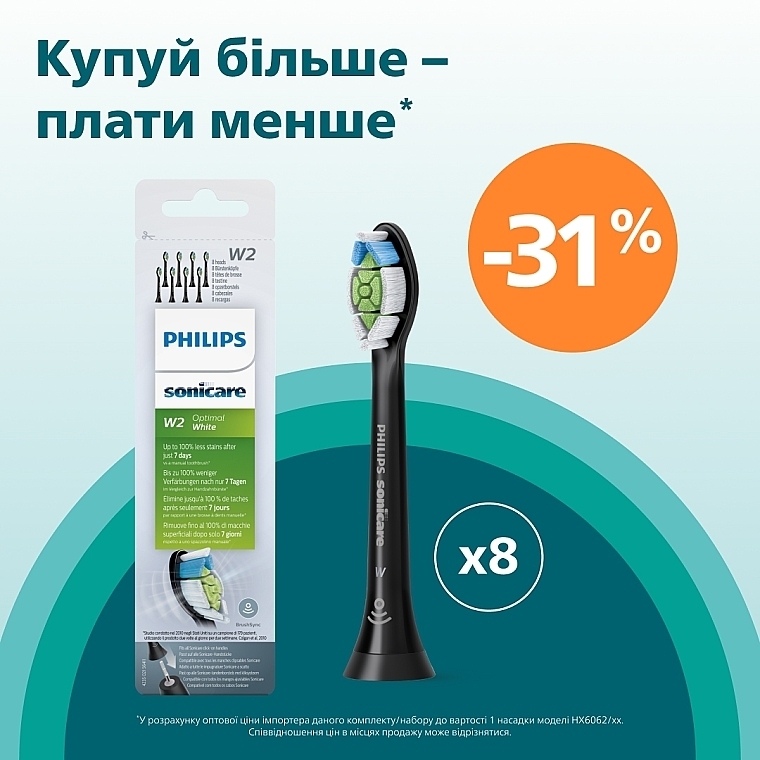 Насадки для зубної щітки HX6068/13 - Philips Sonicare W2 Optimal White HX6068/13 Black — фото N2