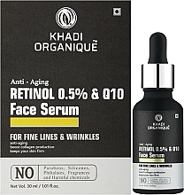 УЦІНКА Тонізувальна сироватка для омолодження шкіри "Ретинол 0.5% + Q10" - Khadi Organique Retinol 0.5% + Q10 Anti-aging Face Serum * — фото N2