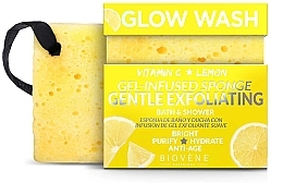 Парфумерія, косметика Губка для ніжного відлущування з вітаміном С і лимонним гелем - Biovene Glow Wash Gentle Exfoliating Gel-Infused Sponge