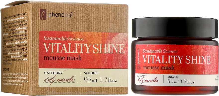 Осветляющая маска-мусс для лица с витамином С - Phenome Sustainable Science Vitality Shine Mousse Mask — фото N2