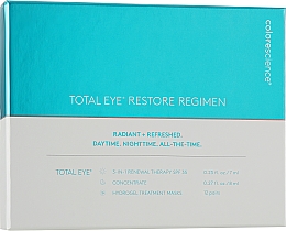 Набор для коррекции пигментных пятен - Colorescience Total Eye Restore Regimen Kit (eye/cr/7ml+ concentrate/8ml + patches/12pcs.) — фото N1