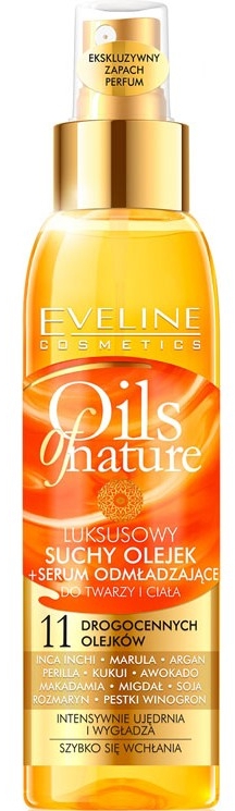 Масло-сыворотка для лица и тела "Омолаживающая" - Eveline Cosmetics Oils of Nature Luxurious Dry Oil + Rejuvenating Serum for Face and Body — фото N1