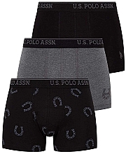 Трусы-шорты, 3шт (black, anthracite mlg., black prnt.) - U.S. Polo Assn. — фото N1