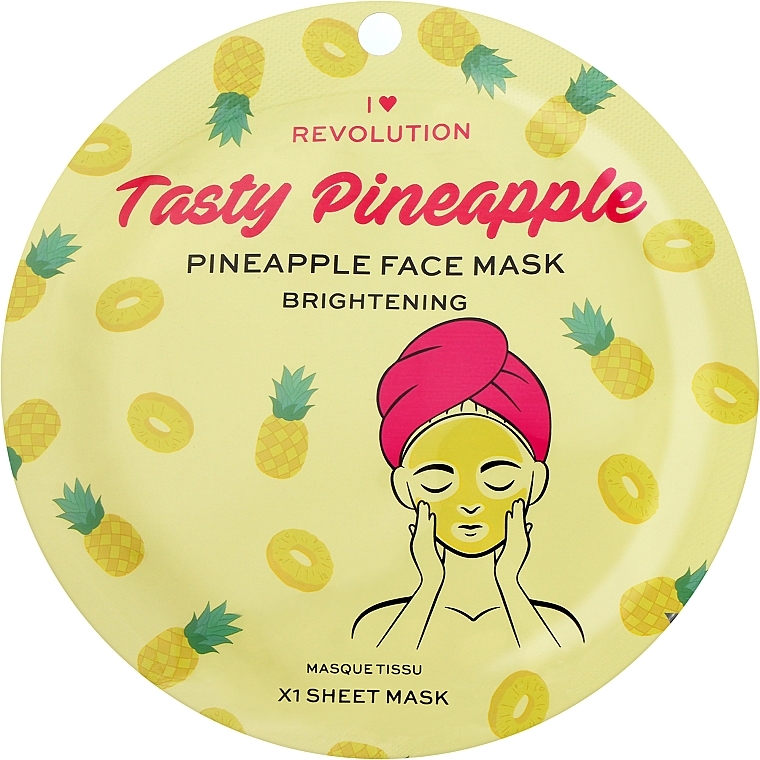 Осветляющая тканевая маска - I Heart Revolution Pineapple Brightening Printed Sheet Mask — фото N1