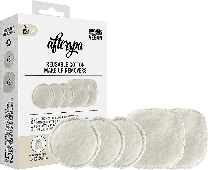 Багаторазові бавовняні спонжі для зняття макіяжу - AfterSpa Reusable Cotton Make up Removers — фото N1