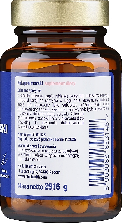 Пищевая добавка "Морской коллаген", в капсулах - Noble Health Marine Collagen Suplement Diety — фото N2