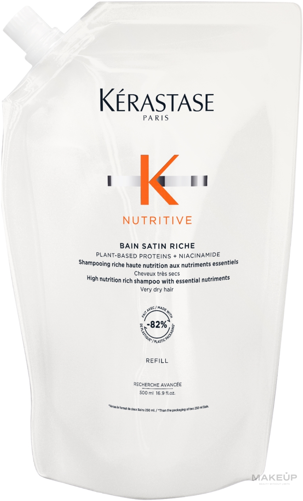 Насыщенный увлажняющий шампунь-ванна для очень сухих волос - Kerastase Nutritive Bain Satin Riche Shampoo (рефил) — фото 500ml