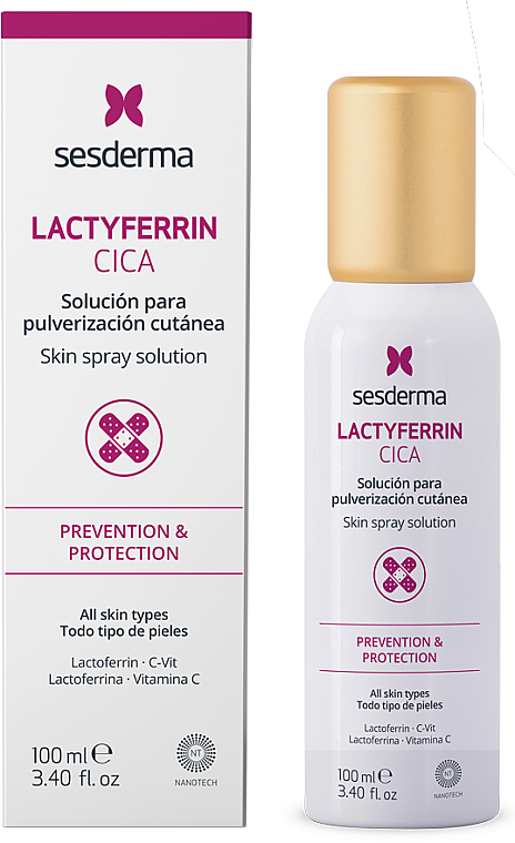 Спрей для тіла "Профілактика та захист" - SesDerma Laboratories Lactyferrin CICA Skin Spray Solution Prevention & Protection — фото N2