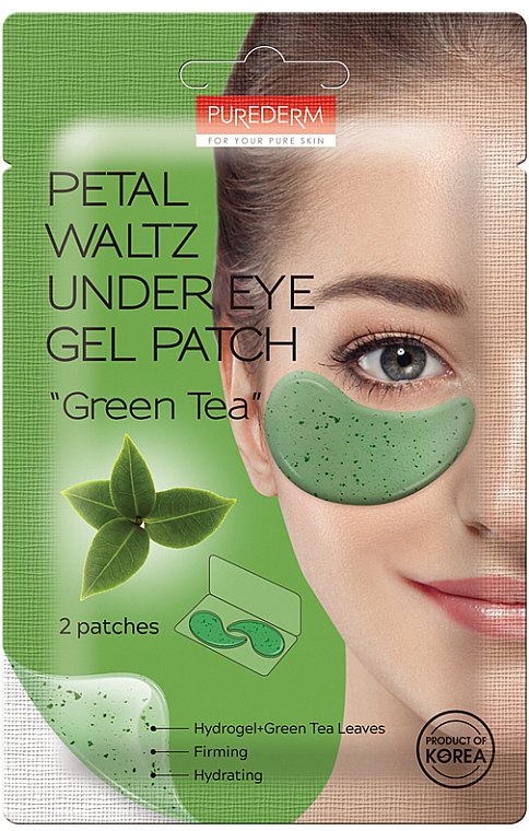 Гідрогелеві патчі під очі "Зелений чай" - Purederm Petal Waltz Under Eye Gel Patch "Green Tea" — фото N1