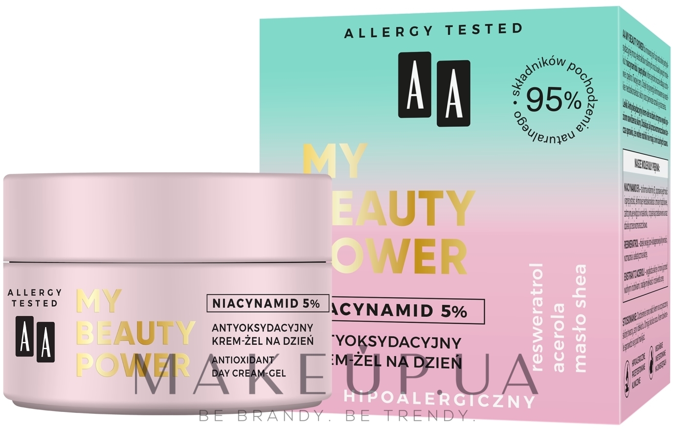 Антиоксидантний денний крем-гель для обличчя - AA My Beauty Power Niacynamid 5% Antioxidant Day Cream-Gel — фото 50ml