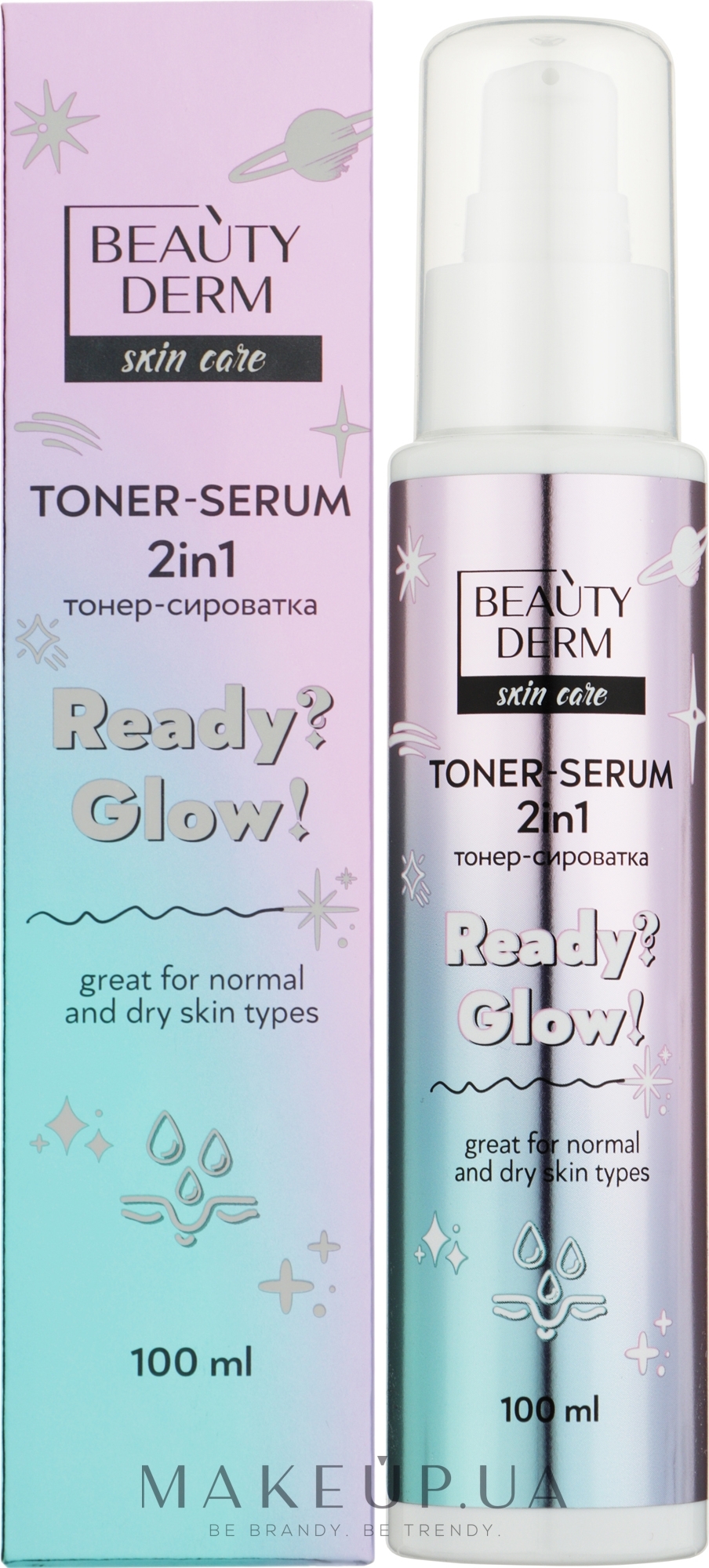 Тонер-сыворотка 2в1 для лица Ready?Glow! - Beauty Derm — фото 100ml