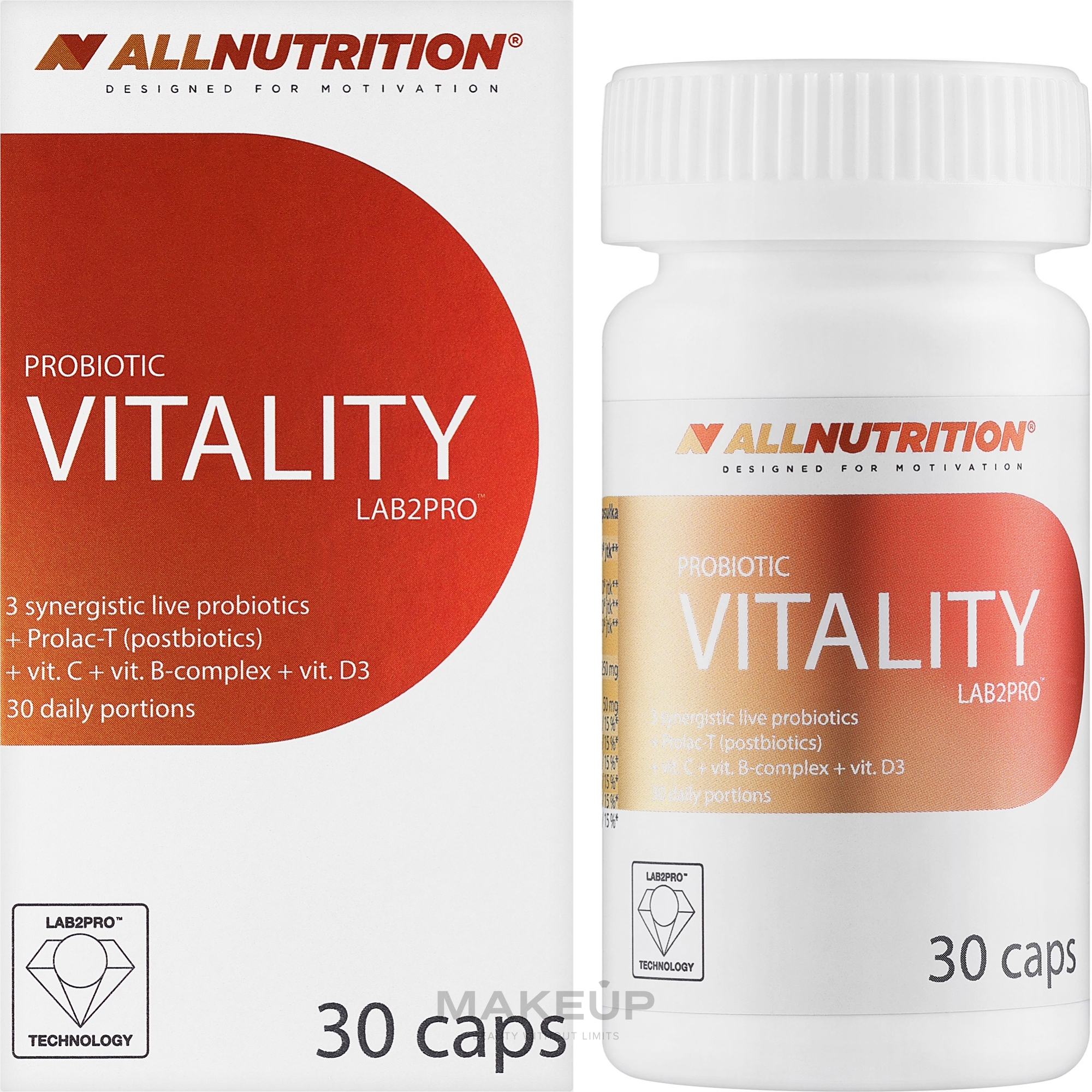 Пищевая добавка пробиотик "Vitality", в капсулах - Allnutrition Probiotic LAB2PRO — фото 30шт