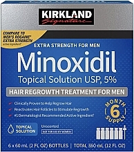 Лосьон для роста волос и бороды Миноксидил 5% - Kirkland Signature Minoxidil 5% Extra Strength For Men Hair Regrowth Treatment — фото N2