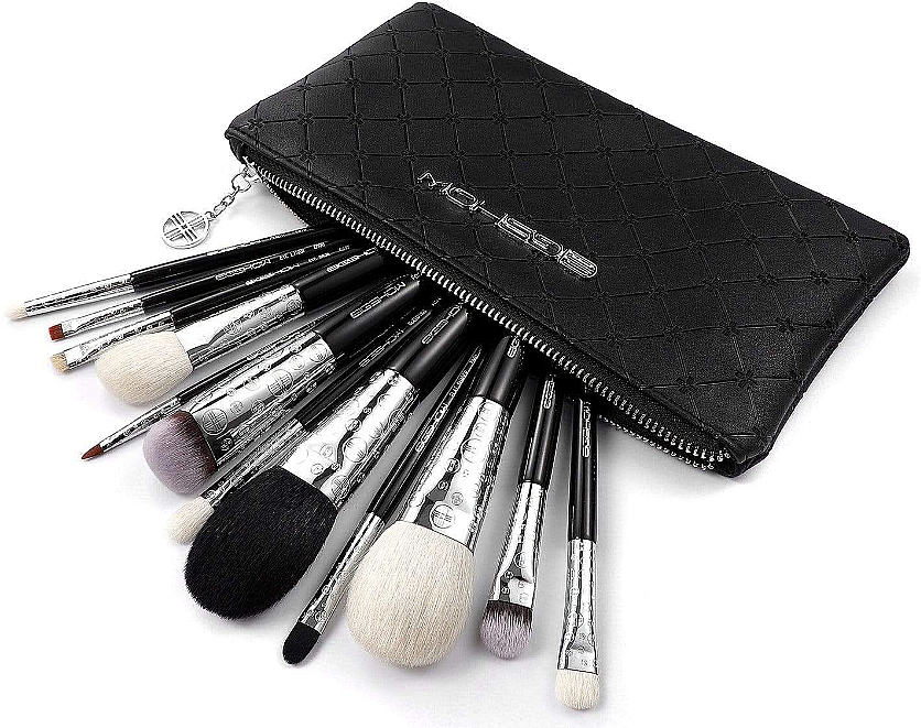 Набір пензлів для макіяжу, 12 шт. - Eigshow Luxe Series Classic Makeup Brush Kit Bright Silver — фото N1