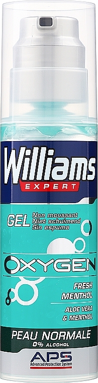 Гель для бритья без спирта - Williams Expert Oxygen Shaving Gel 0% Alcohol — фото N1