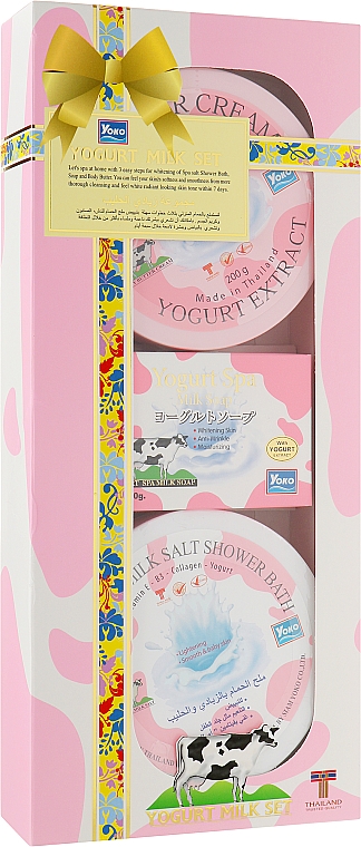 Набор косметический - Yoko Yogurt Milk Set (soap/90g + scr/250ml + b/cr/200ml) — фото N1