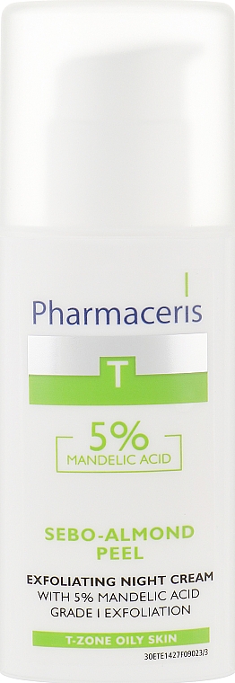 Нічний крем-пілінг з 5% мигдальною кислотою - Pharmaceris T Sebo-Almond-Peel Exfoliting Night Cream — фото N2