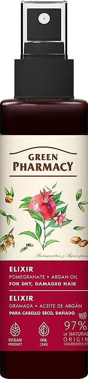 Эликсир для сухих, поврежденных волос "Гранат и аргановое масло" - Green Pharmacy Elixir For Dry Damaged Hair  — фото N1