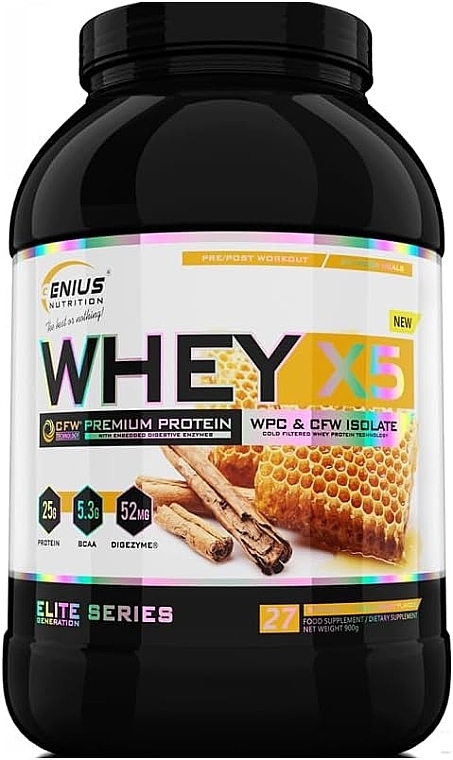 Протеин "Ваниль и мед" - Genius Nutrition Whey-X5 Premium Protein Vanilla Honey — фото N2