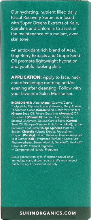 Відновлювальна сироватка для обличчя - Sukin Super Greens Facial Recovery Serum — фото N3