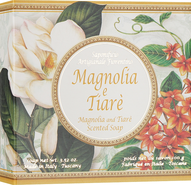 Натуральное мыло "Магнолия и Тиаре" - Saponificio Artigianale Fiorentino Magnolia & Tiare Soap — фото N1